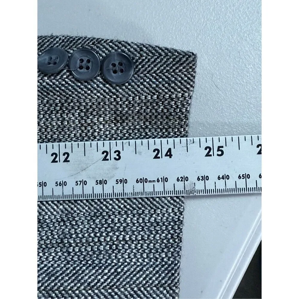 Haggar Imperial Gentlemen Fit Blazer Sports Coat Mens 40L Grey Tweed Herringbone